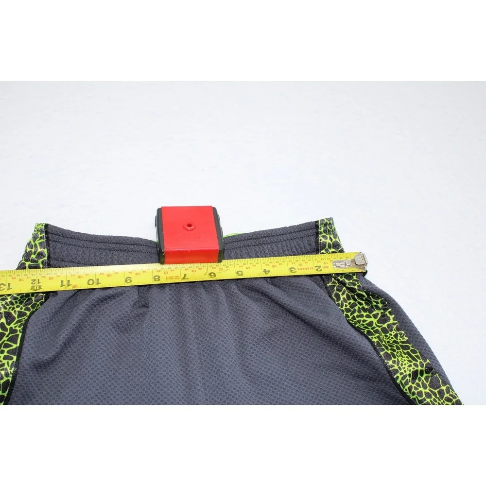AND1 Boys Athletic Basketball Shorts Size L (10/12) Gray Neon Green Trim
